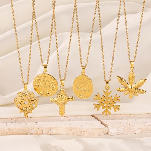 Stainless Steel Jewelry Necklace, 304 Stainless Steel, with 5cm extender chain, Flower, Vacuum Ion Plating, fashion jewelry & Unisex & different styles for choice, more colors for choice, Length:Approx 40 cm, Sold By PC