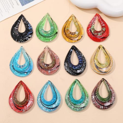 Fashion Lampwork Pendants, Teardrop, fashion jewelry & DIY & hollow, more colors for choice, 40x52mm, Sold By PC