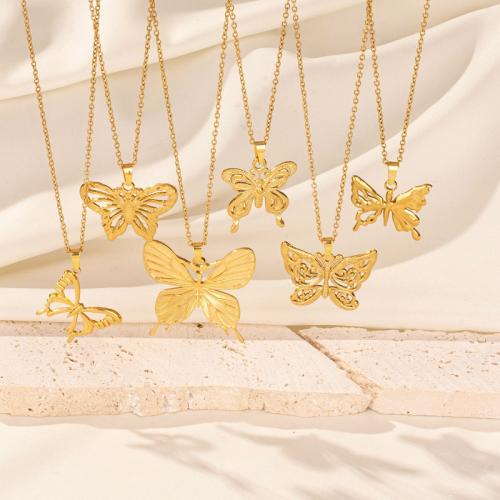 Stainless Steel Jewelry Necklace 304 Stainless Steel with 5cm extender chain Butterfly Vacuum Ion Plating fashion jewelry & Unisex Length Approx 40 cm Sold By PC