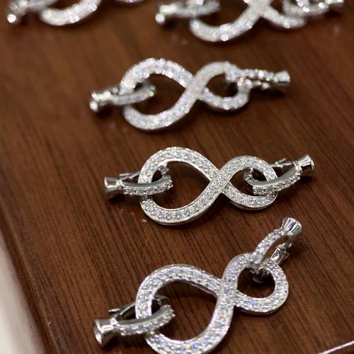 925 Sterling Silver Connectors, DIY & micro pave cubic zirconia, more colors for choice, 28.26mm, Sold By PC