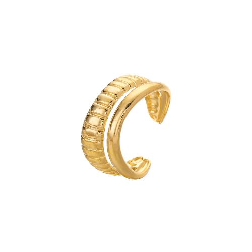 Anel de dedo de aço inoxidável, Aço inoxidável 304, joias de moda & para mulher, dourado, vendido por PC