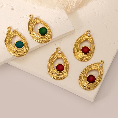Stainless Steel Pendants, 304 Stainless Steel, fashion jewelry & enamel, more colors for choice, 30x18mm, Sold By PC