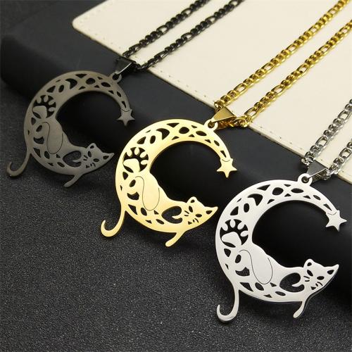 Stainless Steel Jewelry Necklace, 304 Stainless Steel, fashion jewelry & Unisex, more colors for choice, 45x35mm, Length:Approx 50 cm, Sold By PC