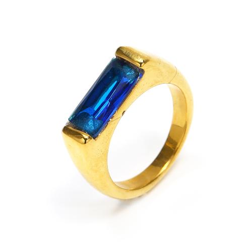 Cubic Zirconia nerezové prst prsten, 304 Stainless Steel, s Cubic Zirconia, módní šperky & různé velikosti pro výběr & pro ženy, více barev na výběr, Prodáno By PC