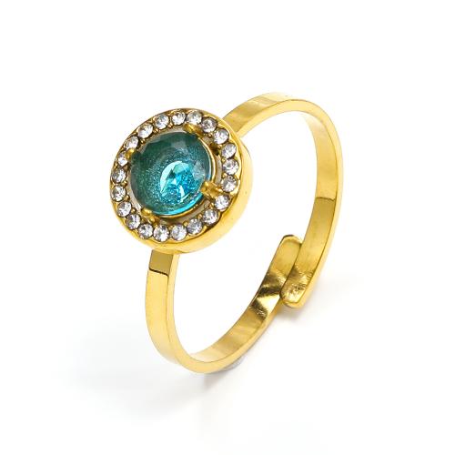 Cubic Zirconia nerezové prst prsten, 304 Stainless Steel, Nastavitelný & módní šperky & micro vydláždit kubické zirkony & pro ženy, více barev na výběr, Prodáno By PC