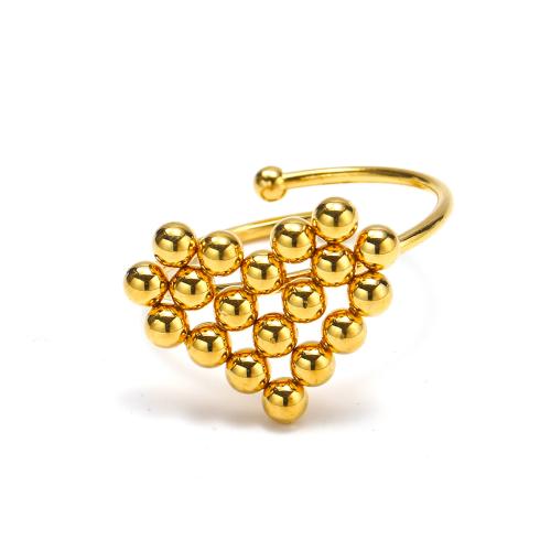 Vinger Ring in edelstaal, 304 roestvrij staal, Hart, Verstelbare & mode sieraden & voor vrouw, gouden, 21x14mm, Verkocht door PC