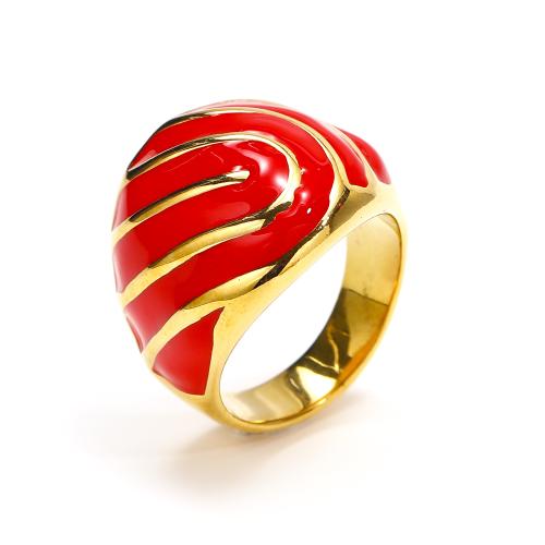 Эмаль Нержавеющая сталь палец кольцо, Нержавеющая сталь 304, ювелирные изделия моды & разный размер для выбора & Женский & эмаль, Много цветов для выбора, продается PC