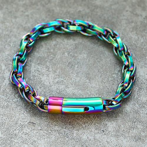 Stainless Steel Jewelry Bracelet 304 Stainless Steel Vacuum Ion Plating punk style & for man 9mm Length 21 cm Sold By PC