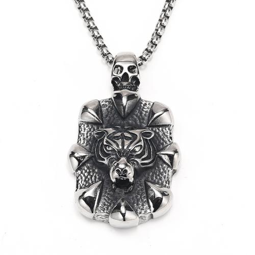 Stainless Steel Jewelry Necklace 304 Stainless Steel Tiger fashion jewelry & for man Sold By PC
