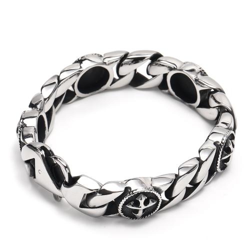 Stainless Steel Jewelry Bracelet 304 Stainless Steel punk style & for man original color 16mm Length 22 cm Sold By PC