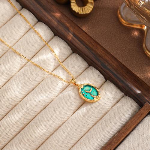 Ожерелья из латуни, Латунь, плакирован золотом, Женский & эмаль, зеленый, не содержит никель, свинец, продается Пара