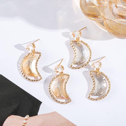 Brass Drop Earring with Lampwork Moon plated fashion jewelry nickel lead & cadmium free Sold By Pair