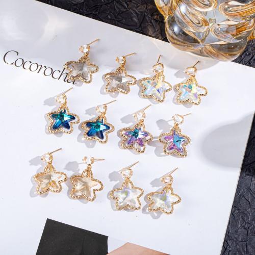Brass Drop Earring with Lampwork Star plated fashion jewelry nickel lead & cadmium free Sold By Pair