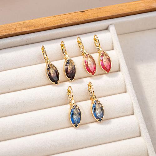 Brass Stud Earring, Horse Eye, plated, fashion jewelry & with rhinestone, more colors for choice, nickel, lead & cadmium free, 9x28mm, Sold By Pair