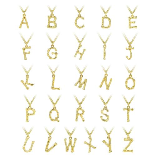 Zinklegierung Schmuck Halskette, mit Verlängerungskettchen von 7cm, Alphabet-Buchstabe, Modeschmuck & verschiedene Stile für Wahl & für Frau, goldfarben, Länge 41 cm, verkauft von PC