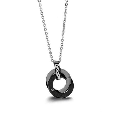 Titanium Steel Necklace plated Unisex & micro pave cubic zirconia Sold By PC