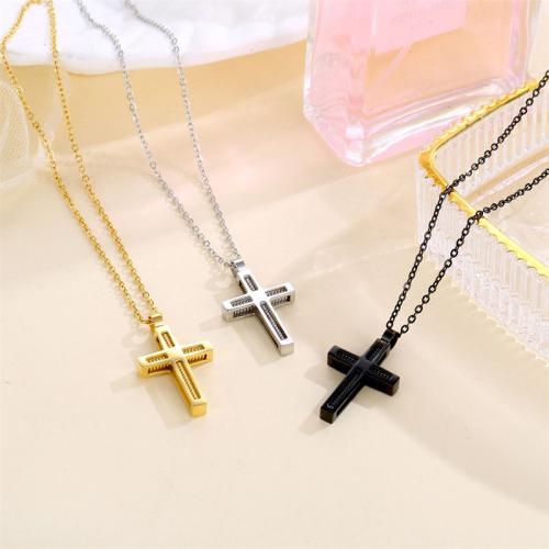 Titanstahl Halskette, Kreuz, plattiert, unisex, keine, Länge:ca. 41-50 cm, verkauft von PC