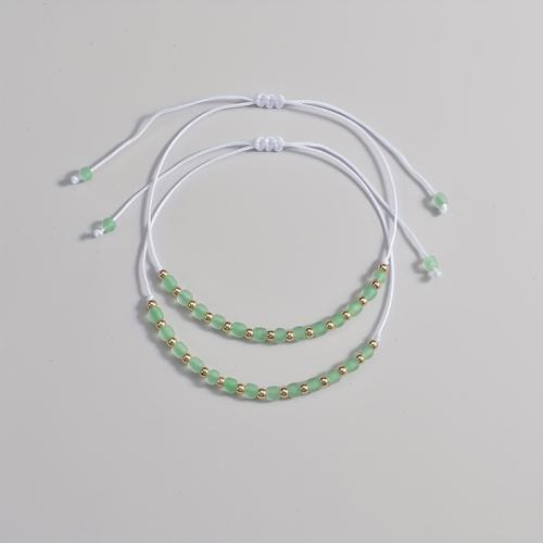 Bracelet de perles de verre, Seedbead, avec corde en nylon, fait à la main, 2 pièces & unisexe & lumineux, plus de couleurs à choisir, Longueur:16 cm, Vendu par fixé