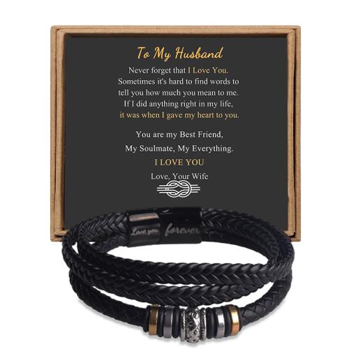 Stainless Steel Jewelry Bracelet 304 Stainless Steel with leather cord & for man black Length 16 cm Sold By PC