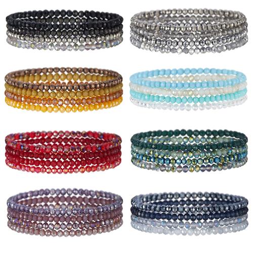 Bracelets de cristal, fait à la main, 4 pièces & Style bohème & pour femme, plus de couleurs à choisir, Longueur:16 cm, Vendu par fixé