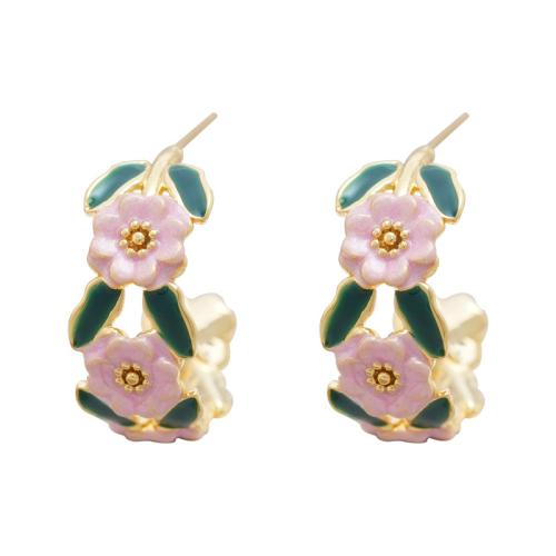 Brass Stud Earring 18K gold plated fashion jewelry & for woman & enamel multi-colored Sold By Pair