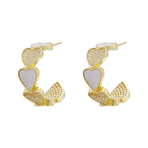 Cubic Zirconia Micro Pave Brass Earring 18K gold plated fashion jewelry & micro pave cubic zirconia & for woman golden Sold By Pair