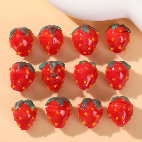 Perles murano faites à la main , chalumeau, fraise, bijoux de mode & DIY, couleurs mélangées, 15x14mm, Vendu par PC
