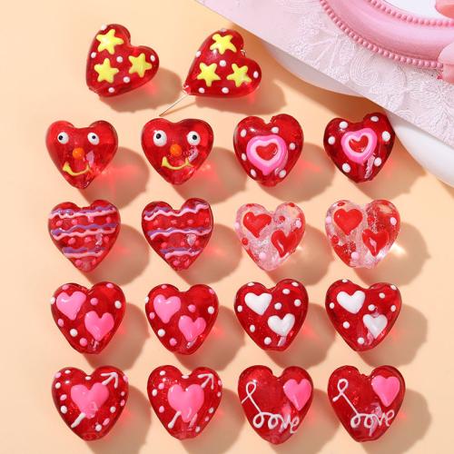 Fashion Glass Beads, Heart, fashion jewelry & DIY & different designs for choice & enamel, more colors for choice, 20mm, Sold By PC