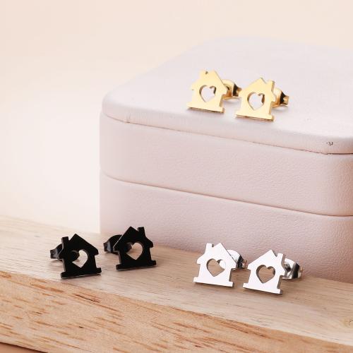 Stainless Steel Stud Earrings 304 Stainless Steel House Vacuum Ion Plating fashion jewelry & for woman & hollow Sold By Bag