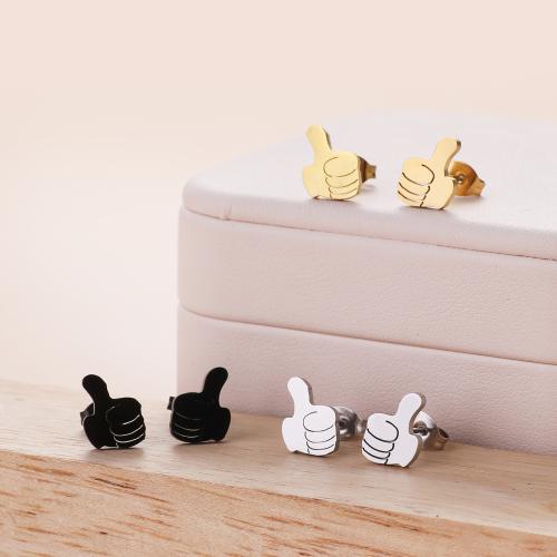 Stainless Steel Stud Earrings, 304 Stainless Steel, Hand, Vacuum Ion Plating, fashion jewelry & for woman, more colors for choice, 8x11mm, 12Pairs/Bag, Sold By Bag
