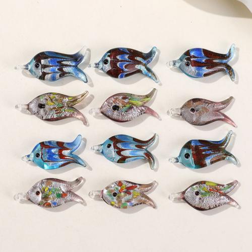 Fashion Lampwork Pendants, Fish, fashion jewelry & DIY, more colors for choice, 30x15mm, Sold By PC