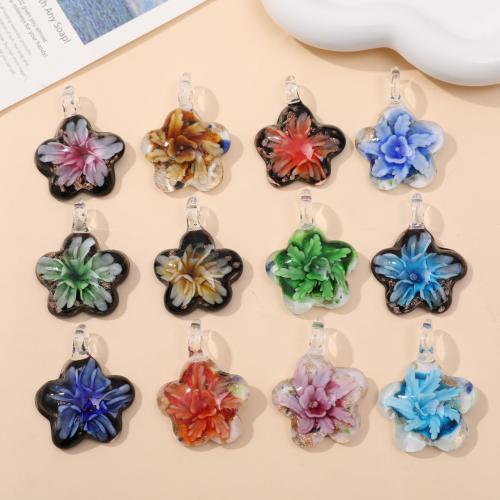 Gold Sand Lampwork Pendants Flower fashion jewelry & DIY Sold By PC