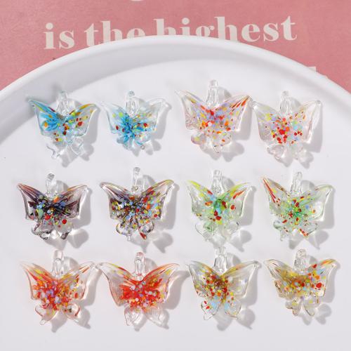 Fashion Lampwork Pendants, Butterfly, fashion jewelry & DIY, more colors for choice, 30x28mm, Sold By PC
