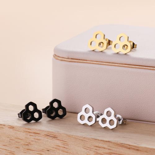 Stainless Steel Stud Earrings 304 Stainless Steel Vacuum Ion Plating fashion jewelry & for woman & hollow Sold By Bag