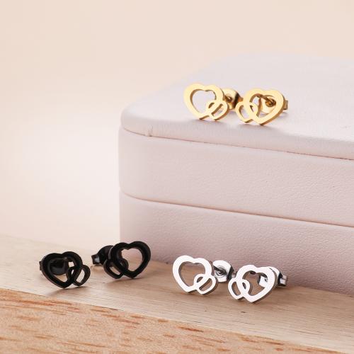 Stainless Steel Stud Earrings 304 Stainless Steel Heart Vacuum Ion Plating fashion jewelry & for woman & hollow Sold By Bag
