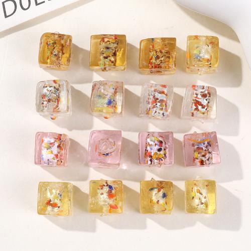 Silver Foil Lampwork Beads, Square, fashion jewelry & DIY, more colors for choice, 10mm, Sold By PC