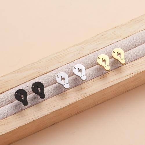 Stainless Steel Stud Earrings, 304 Stainless Steel, Light Bulb, Vacuum Ion Plating, fashion jewelry & for woman & hollow, more colors for choice, 7x10mm, 12Pairs/Bag, Sold By Bag