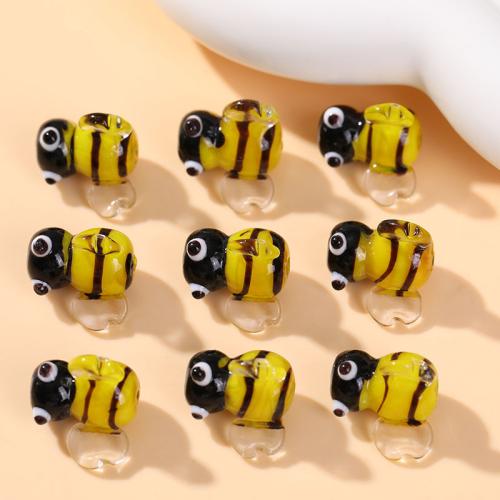 Perles murano animaux, chalumeau, abeille, bijoux de mode & DIY, couleurs mélangées, 16x17mm, Vendu par PC