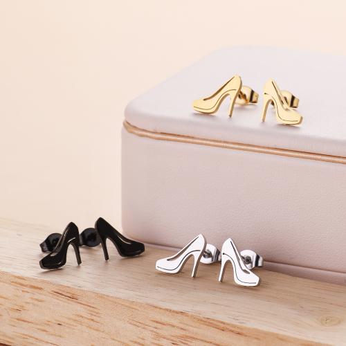 Stainless Steel Stud Earrings 304 Stainless Steel Shoes Vacuum Ion Plating fashion jewelry & for woman Sold By Bag