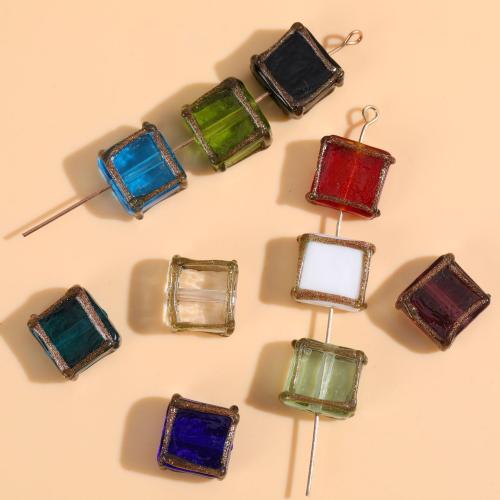 Lampwork Beads, Square, fashion jewelry & DIY, more colors for choice, 12x12mm, Sold By PC