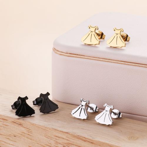 Stainless Steel Stud Earrings 304 Stainless Steel Skirt Vacuum Ion Plating fashion jewelry & for woman Sold By Bag