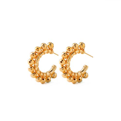 Brass Stud Earring, fashion jewelry & for woman, more colors for choice, 35x35mm, Sold By Pair