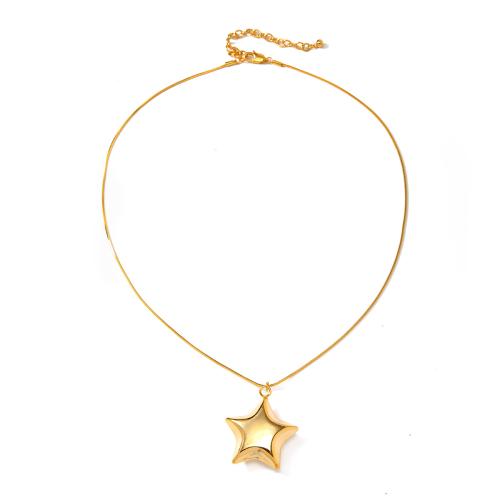 Brass Necklace, with 7cm extender chain, Star, fashion jewelry & for woman, more colors for choice, Length:Approx 45 cm, Sold By PC