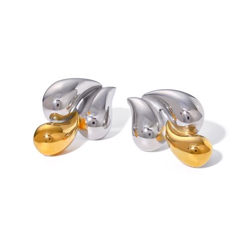 Stainless Steel Stud Earrings, 304 Stainless Steel, Vacuum Ion Plating, fashion jewelry & for woman, 29.70x17.90mm, Sold By Pair