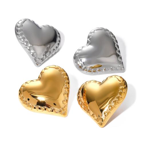 Stainless Steel Stud Earrings, 304 Stainless Steel, Heart, Vacuum Ion Plating, fashion jewelry & for woman, more colors for choice, 27.80x30.50mm, Sold By Pair