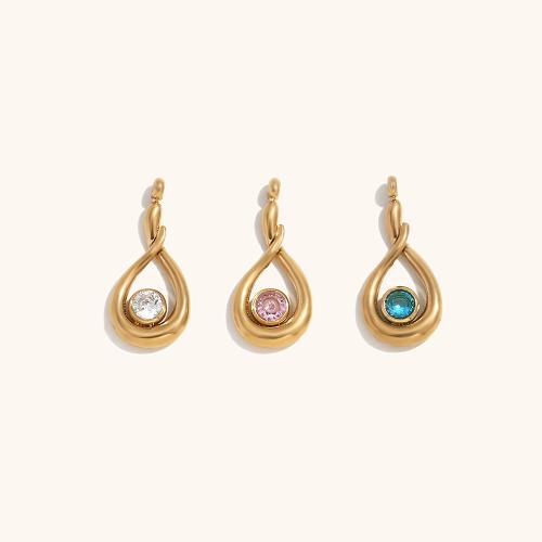 Stainless Steel Pendants 304 Stainless Steel 18K gold plated micro pave cubic zirconia golden Sold By PC