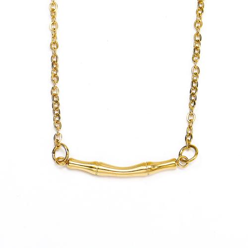 Edelstahl Schmuck Halskette, 304 Edelstahl, Bambus, Modeschmuck & für Frau, goldfarben, 31x8mm, Länge ca. 45 cm, verkauft von PC