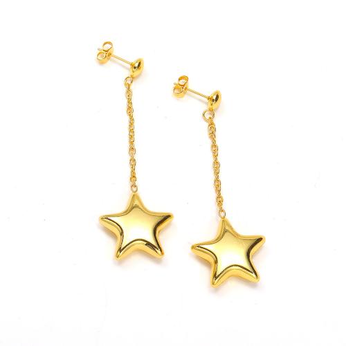 Stainless Steel Drop Earring 304 Stainless Steel Star Vacuum Ion Plating fashion jewelry & for woman golden Sold By Pair