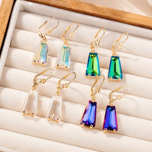 Brass Drop Earring with Glass plated fashion jewelry nickel lead & cadmium free Sold By Pair