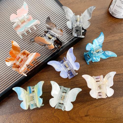 Hair Claw Clips, Acrylic, Butterfly, fashion jewelry, more colors for choice, 65x50mm, Sold By PC